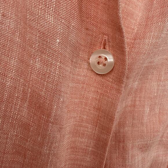 Chicos 4 Linen No Iron Button Up Shirt Plus size 20/22 Coral 3/4 Sleeve Beachy - Picture 5 of 8